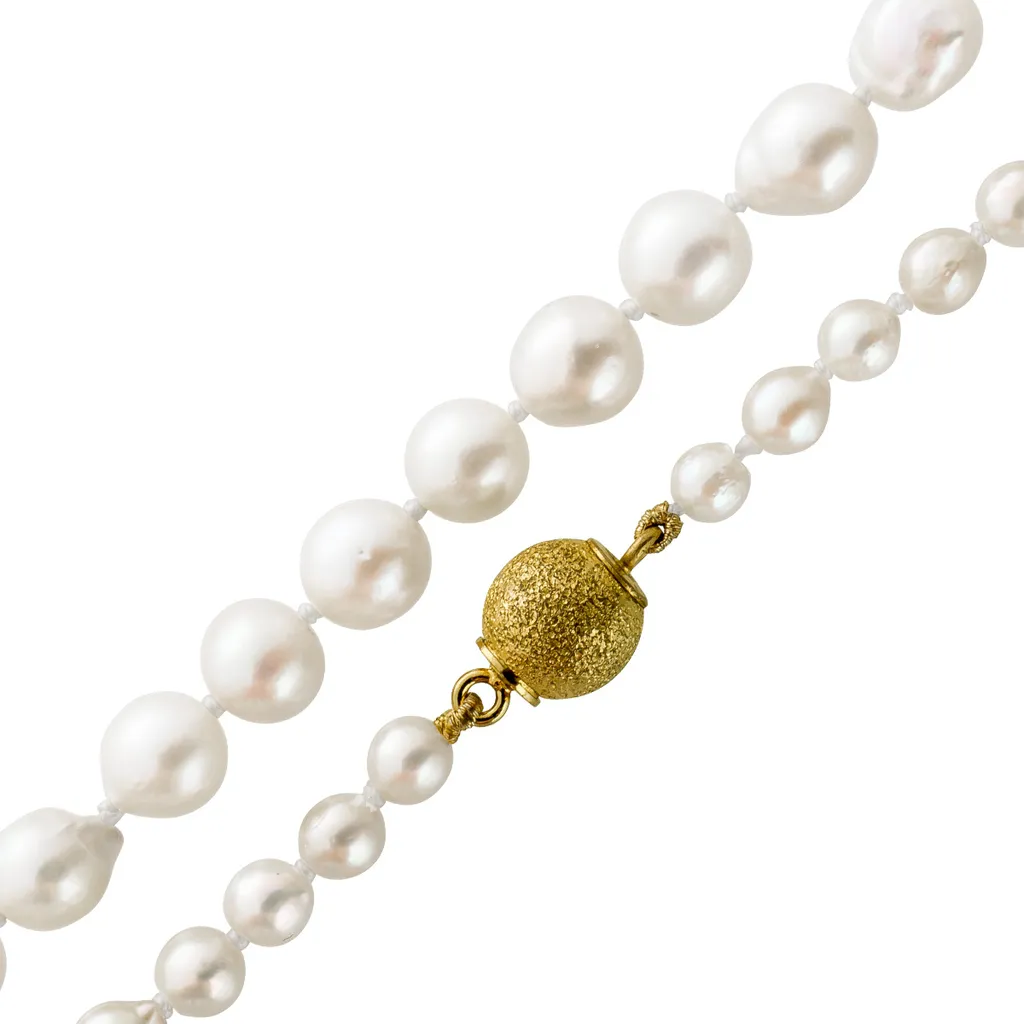 Perlenkette 121cm 8mm Japanische Akoyaperlen Gelbgold 333
